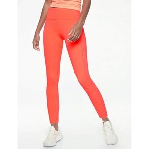 Athleta Contender High Rise 7/8 Laser Cut Tight Leggings Orange